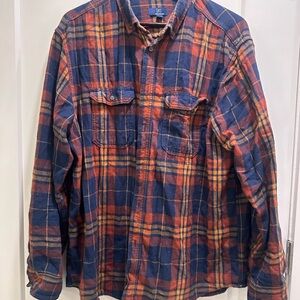 Plaid Flannel Shirt in Blue and Orange